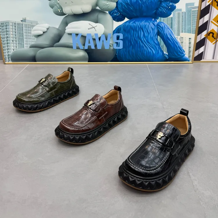 男鞋2025冬季轻奢鳄鱼纹皮面乐福鞋男士加绒一脚蹬百搭豆豆鞋保暖