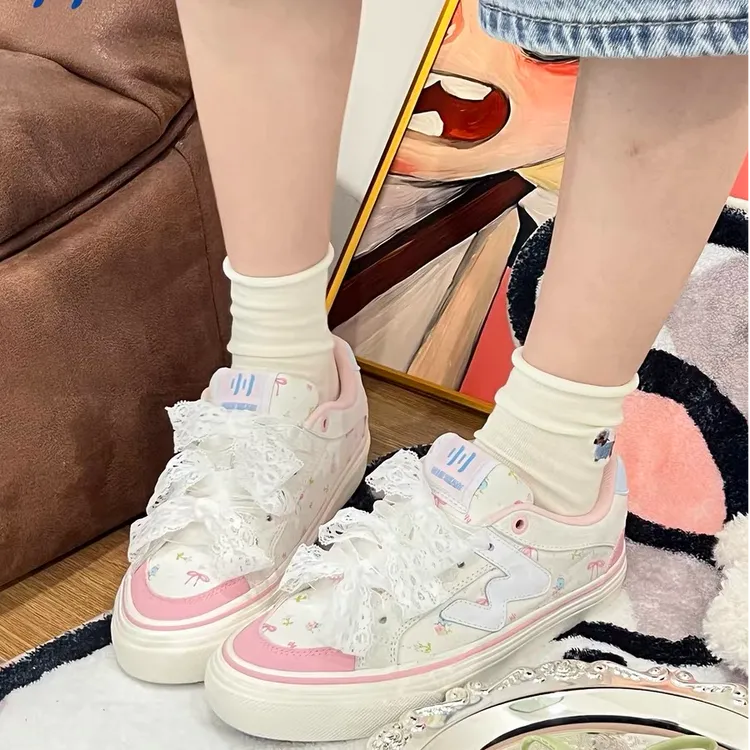 顽刻ollieskate小碎花配色夏季校园风W系列低帮男女德迅滑板鞋