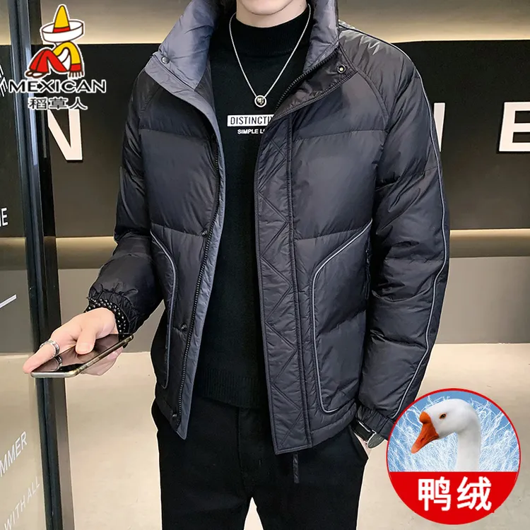 稻草人冬季男士羽绒服鸭绒加厚保暖高级感外套冬装潮牌痞帅羽绒服