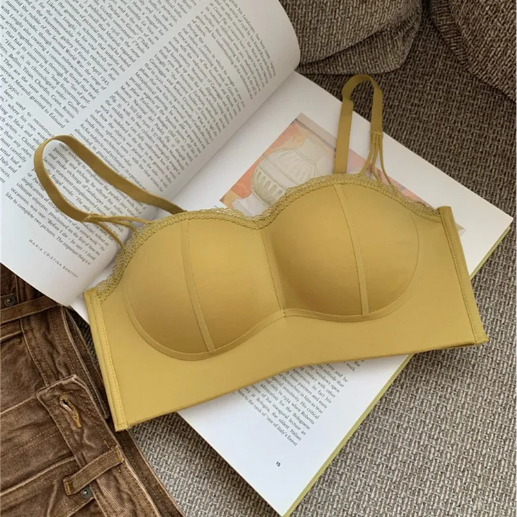 小香风手掌半杯抹胸内衣女小胸聚拢显大薄款无痕裹胸防走光文胸罩
