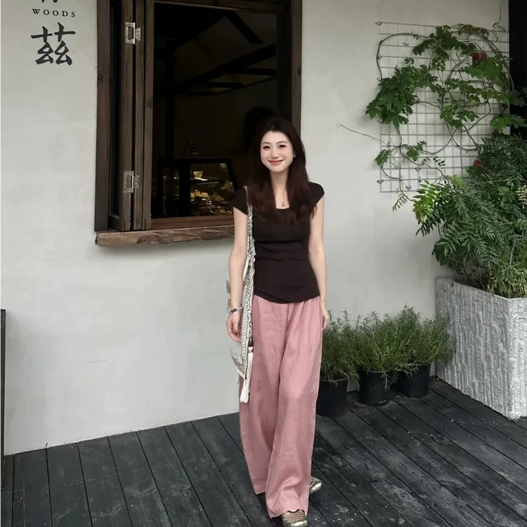 2025夏季新款时尚打底短袖上衣气质显瘦洋气休闲百搭外穿上衣性感