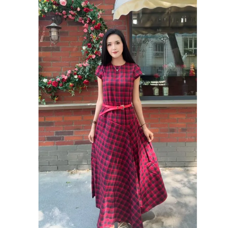 2652【】辣妹减龄格子显瘦显高女装连衣裙