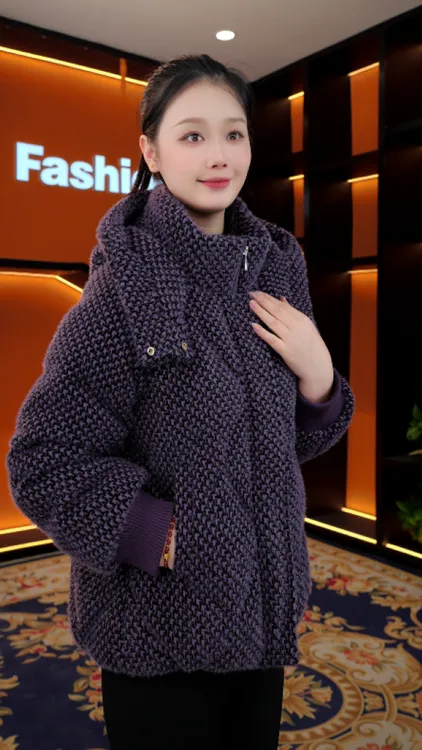 【杭州高定正品】连帽羽绒服2025上新定制色高级保暖外套YRF5372