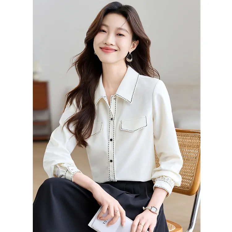 法式气质小香风长袖衬衫女2025春秋新款时尚高端上衣洋气百搭衬衣