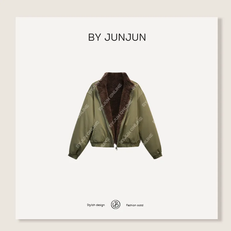 ByJunjun【焦糖抹茶】两面穿羊毛外套