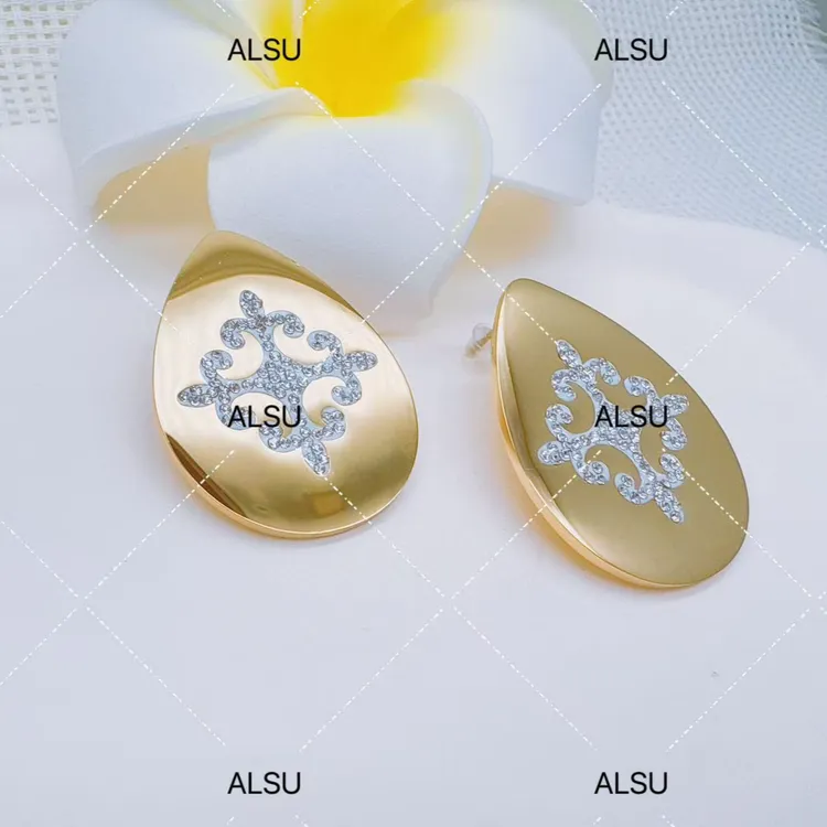 合金锆石耳饰 ALSU原创经典民族风新款大号夸张耳钉气质轻奢