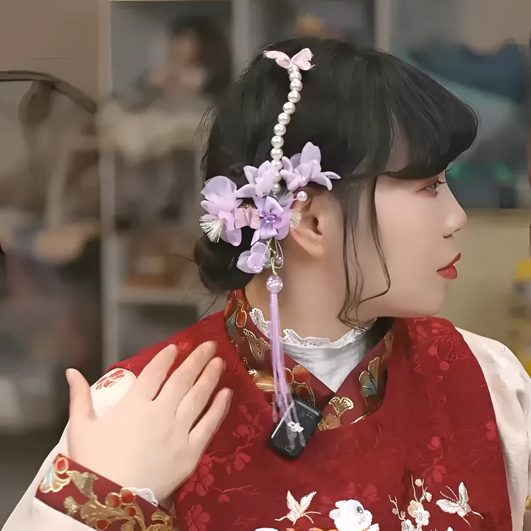 饰阿梁4188 紫星珠花抓夹头饰儿童小女孩发饰可爱甜美海螺公主