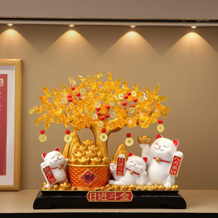 招财猫发财树摆件客厅玄关办公室前台家居装饰品新房乔迁开业礼物