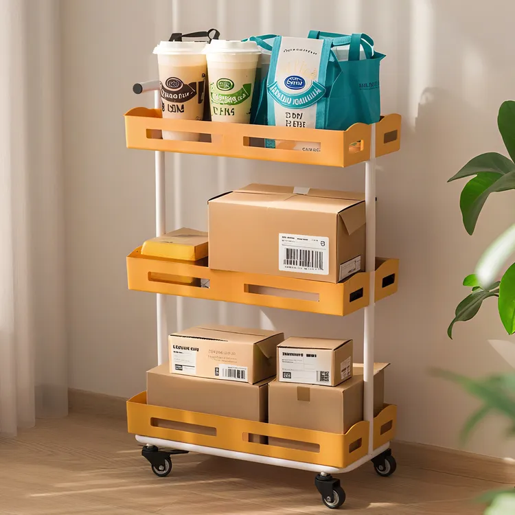 外卖置物架门口放置台家用办公室入户门包裹快件可移动小推车收纳
