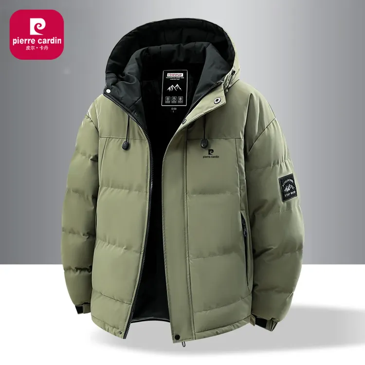 皮尔卡丹棉服男士冬季保暖加厚宽松棉袄冬装休闲大码连帽棉衣外套