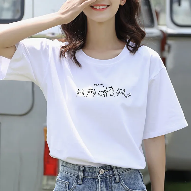 纯棉t恤女装搭配2025夏新款纯色圆领短袖修身上衣F89