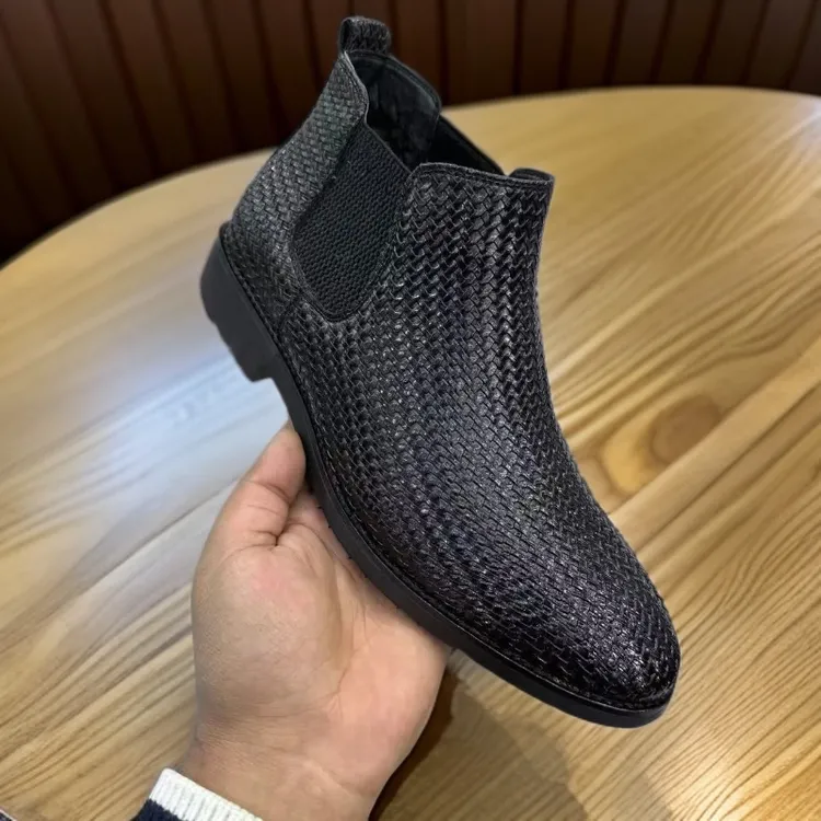 高帮男士切尔西休闲鞋子加绒的