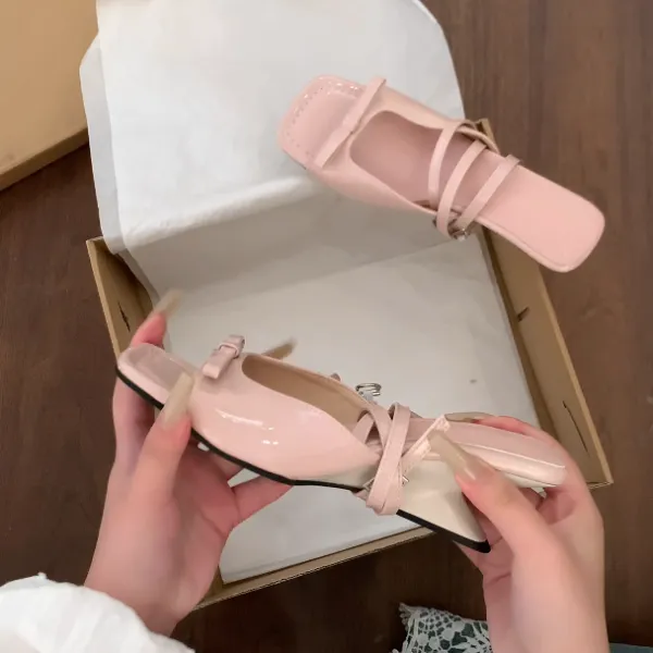 南在南方坡跟一字凉鞋女夏2025春季新款蝴蝶结小众设计感罗马鞋子