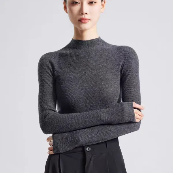 鱼骨纹衫秋冬百搭含黑色长袖打底衫可机洗半高领不起球针织衫1103