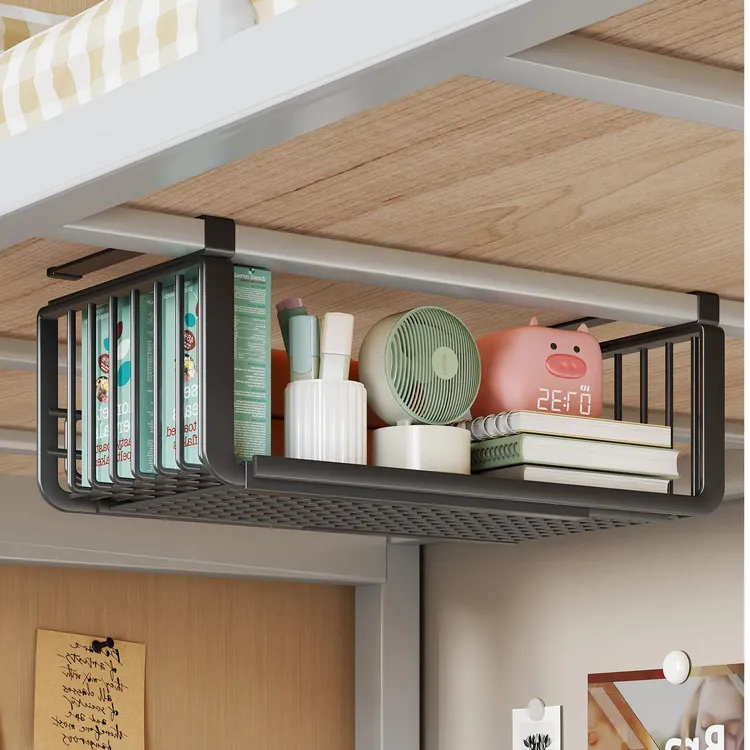 宿舍下铺置物架床边挂篮大学生桌下书本收纳神器可调节寝室零食架