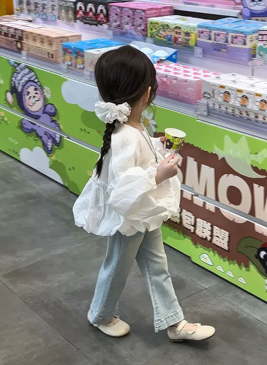 女童套装泡泡袖花苞衬衫2025秋季新款宽松版型洋气百搭裤子童装