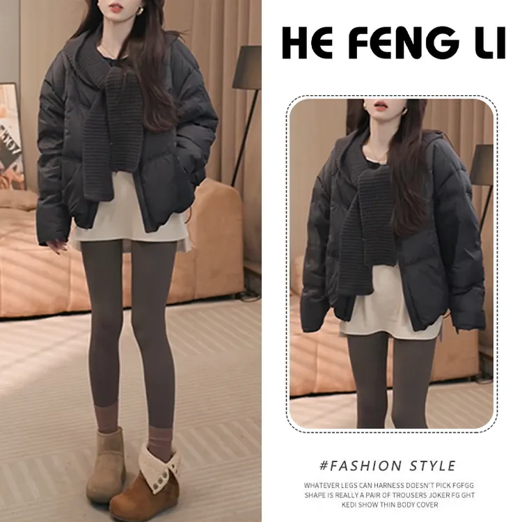 韩版时尚高级感纯色百搭棉服女2025冬季新款小众洋气圆领显瘦外套