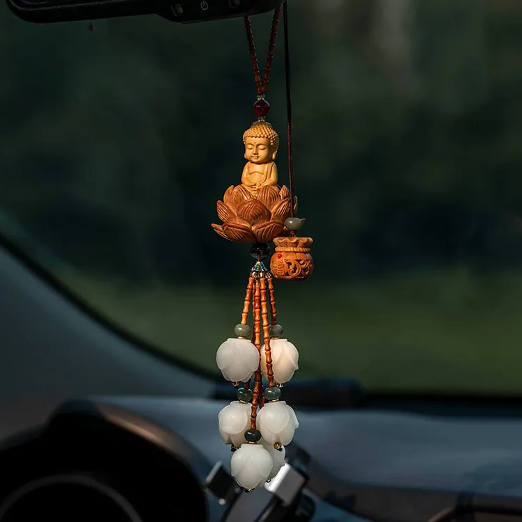 小佛观音平安汽车挂件车内吊饰菩提玉兰花车挂件2025新款高档