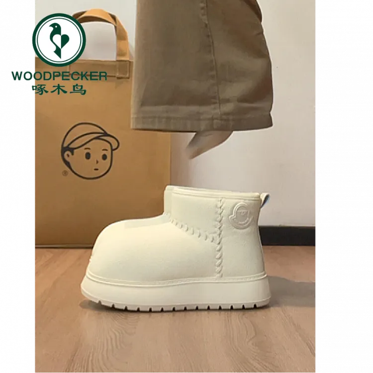 啄木鸟卡皮巴拉~5CM增高厚底雪地靴女2025冬季新款加绒保暖棉鞋