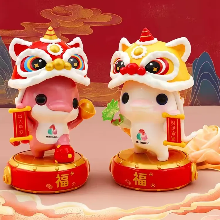正版.狮来运转十五运会醒狮纪念手办车载摆件大湾鸡喜洋洋乐融融