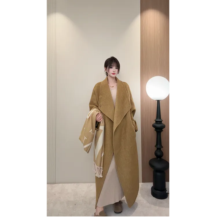 【】冬新款时尚气质修身百搭宽松双面呢大衣外套24010