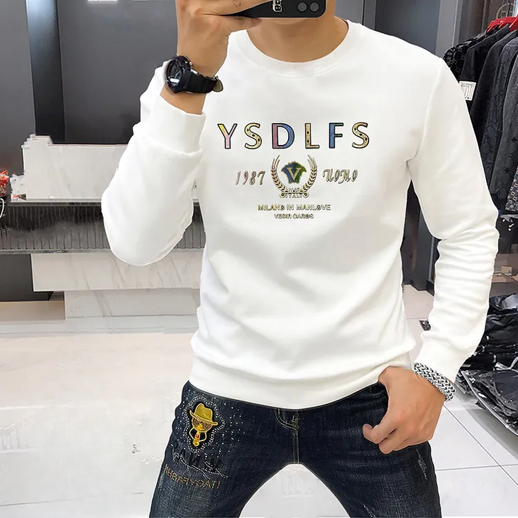 2025秋冬男士潮流欧货时尚个性卫衣百搭休闲加绒男士长袖T恤卫衣