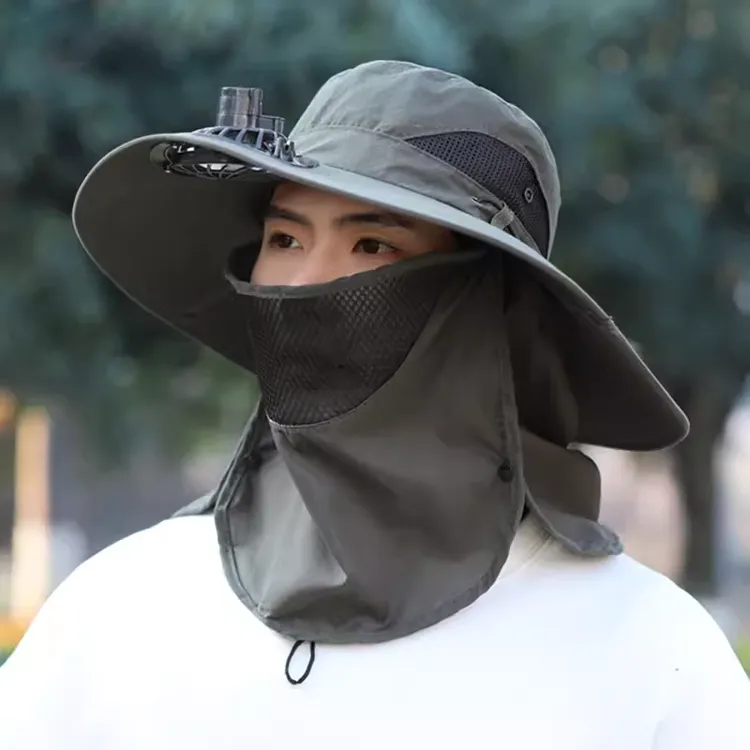【风扇降温】男士户外男女通用夏季遮阳帽防紫外线钓鱼防晒帽2520老