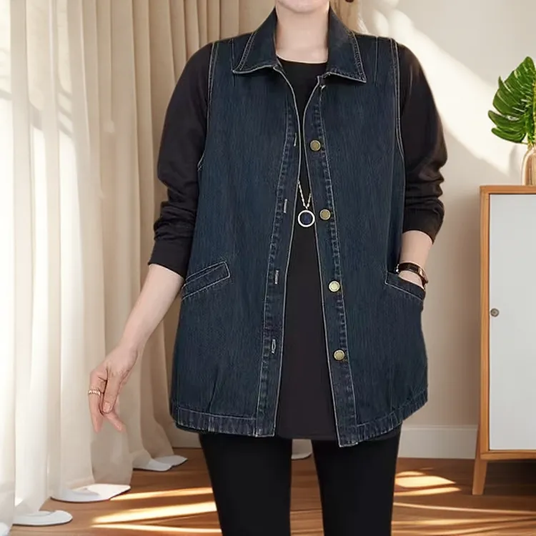 【高品质】开衫马甲欧洲站牛仔马夹女春秋百搭休闲时尚2025新款背心