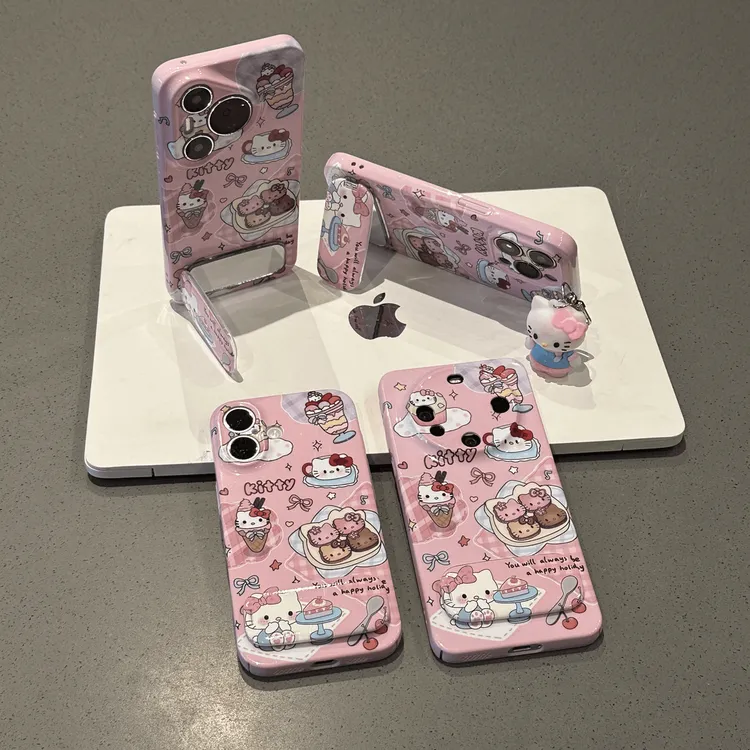 冰淇淋甜品Kitty支架适用苹果16手机壳华为vivo小米oppo可爱卡通