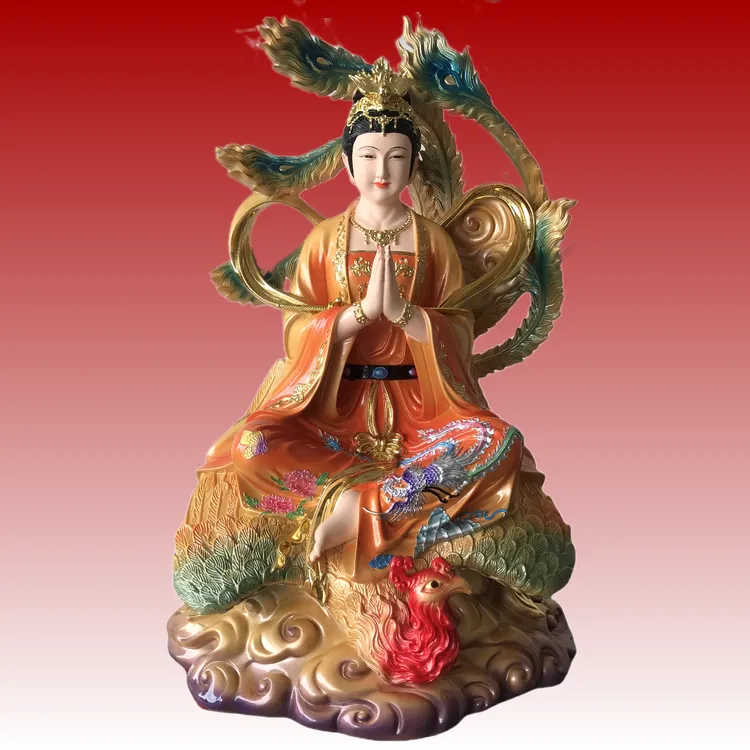 树脂坐凤九天圣母娘娘神像汉白玉九天玄女家用桌面供奉摆件