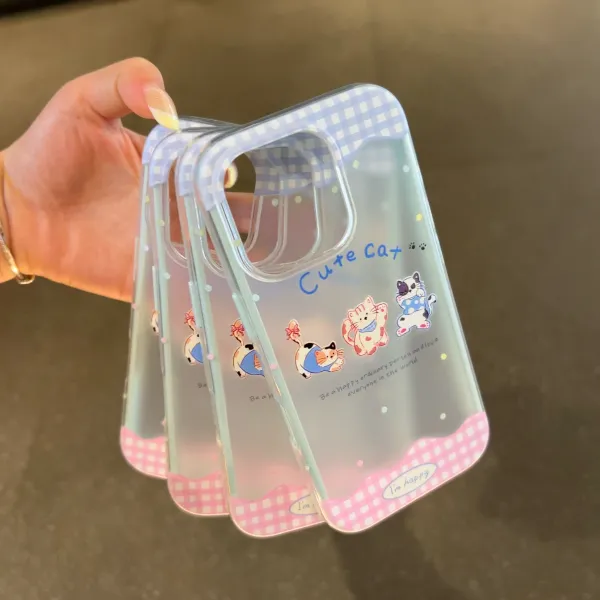 诚星泽磨砂拼接猫咪适用苹果16pro手机壳iPhone15/14新款13透明12