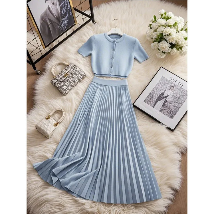 2025新款洋气衣服女爆款温柔知性时尚气质高质感短袖上衣半身裙子