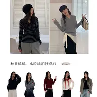丹姐家-2569秋意绵绵小粒排扣针织衫