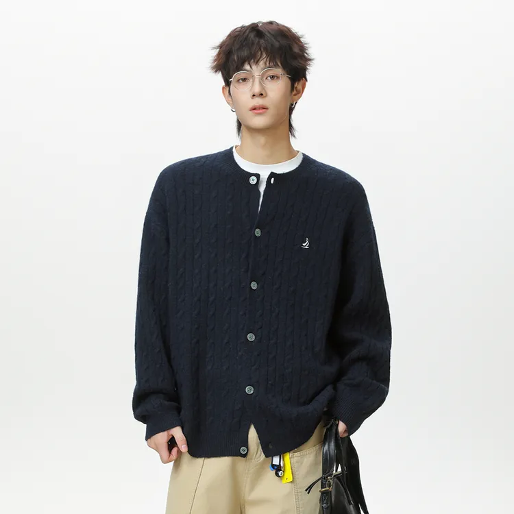 MTVO迈特优重磅针织开衫毛衣男生春秋季潮流宽松美式休闲纯色外套