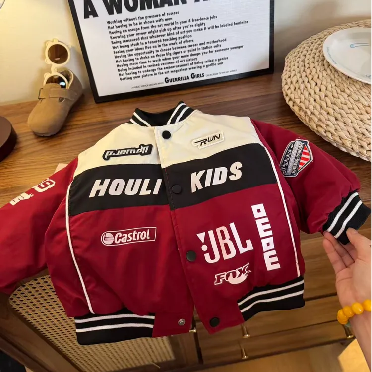 重工贴标外套儿童加厚夹棉冬款新款中大童夹克男童帅气童装