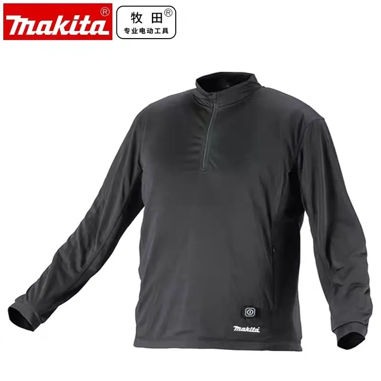 牧田充电式电加热衣服温控电热打底卫衣充电秋冬季立领半拉链长袖