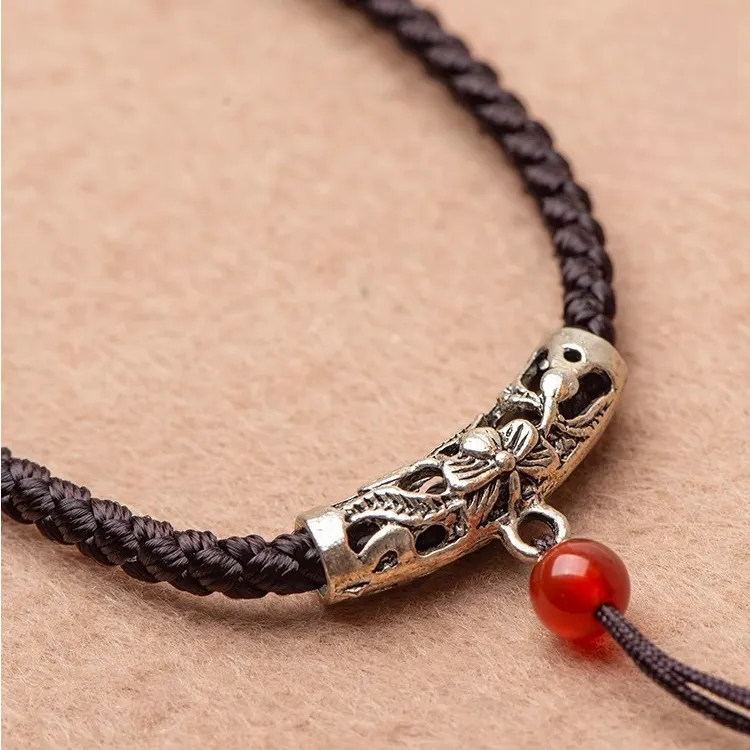 藏式男女通用编绳貔貅玉佩石吊坠挂绳编织挂脖编织唐卡绳子可调节