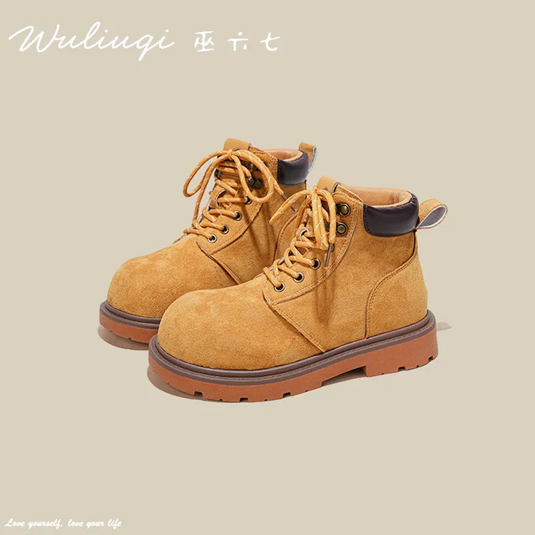 巫六七【原创新品】女鞋马丁靴2025秋冬厚底学生百搭户外工装大黄靴