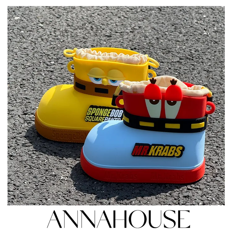 ANNAHOUSE海绵宝宝正版授权爆款雨靴斜挎单肩包潮人个性休闲ZW
