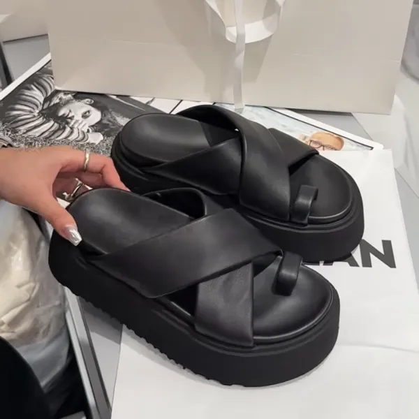 诗歌兰女鞋夏季简约百搭套趾一字拖鞋外穿厚底露趾休闲拖31260-5