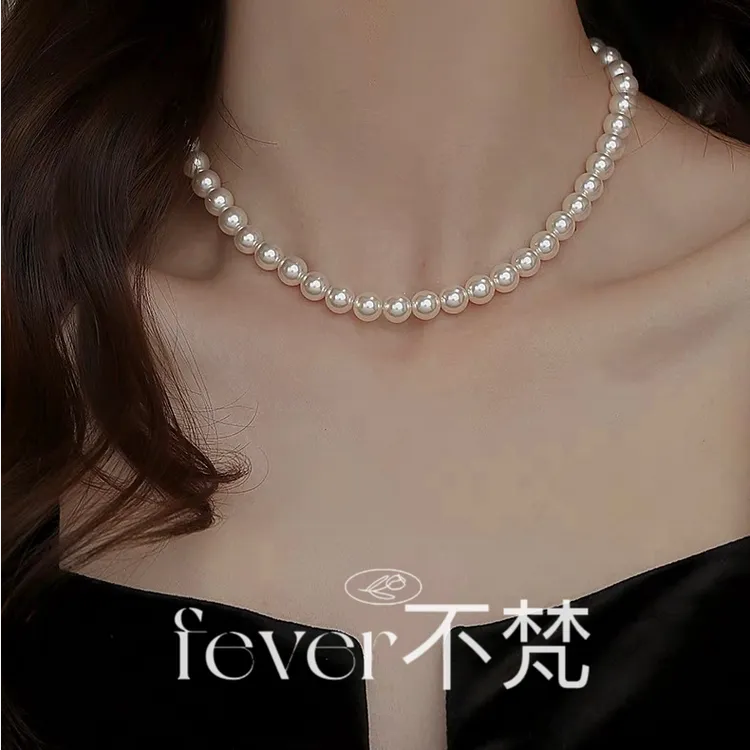 链子925银 元宝扣头人造施家珍珠项链baby珠气质优雅母亲节送妈妈