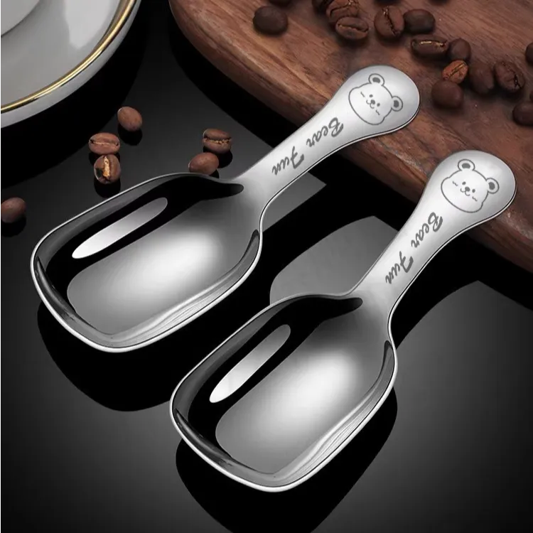 18/10 小熊短柄大头罐罐勺加厚加深分茶勺挖勺