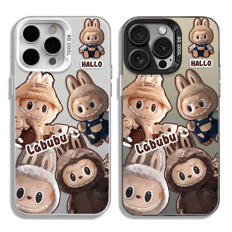 拉布布卡通手机壳适用苹果15华为oppo荣耀小米15vivo红米镭射硬