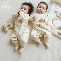 新生儿6个月0绑带哈衣春秋季婴儿睡衣连体衣初生宝宝蝴蝶衣和尚服
