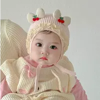 婴儿帽子秋冬季女宝宝可爱冬天公主胎帽护耳针织保暖加厚毛线帽韩