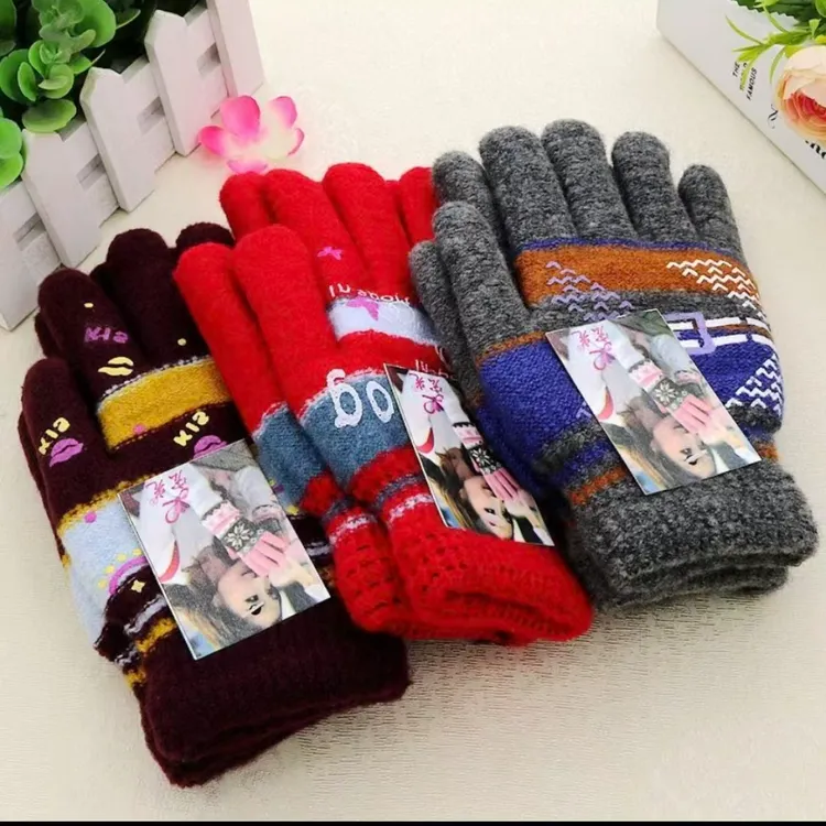 【到手2双】加绒加厚防寒保暖手套户外骑行入冬神器颜色随机针织