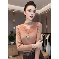 XS#冬季加厚蕾丝花边针织衫女新款半高圆领显瘦气质长袖A509H