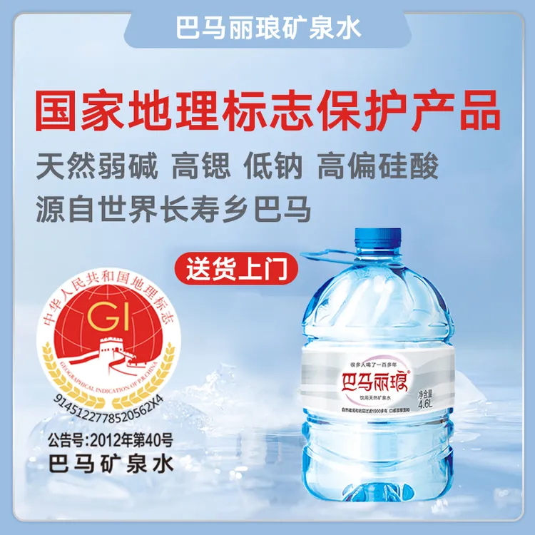 巴马丽琅 天然饮用矿泉水4.6L源自世界长寿之乡巴马矿泉水