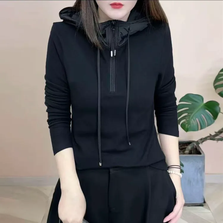 2025秋冬新品时尚潮流百搭双面绒连帽外套休闲女士长袖上衣8279