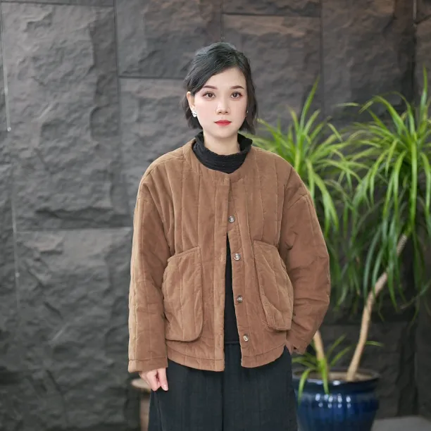 FF冬季圆领不褪色保暖常规款棉衣女棉服宽松外套休闲加厚棉袄